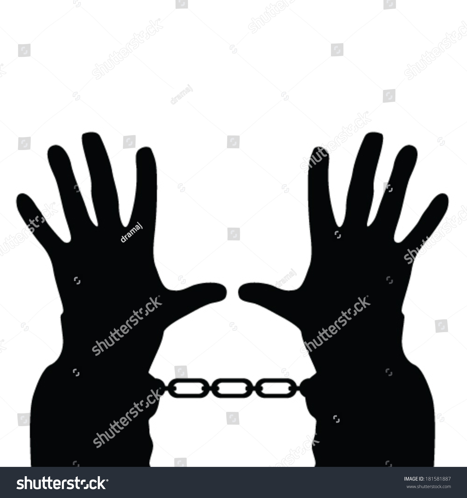 Hands Handcuffs Vector Silhouette On White Stock Vector (Royalty Free ...