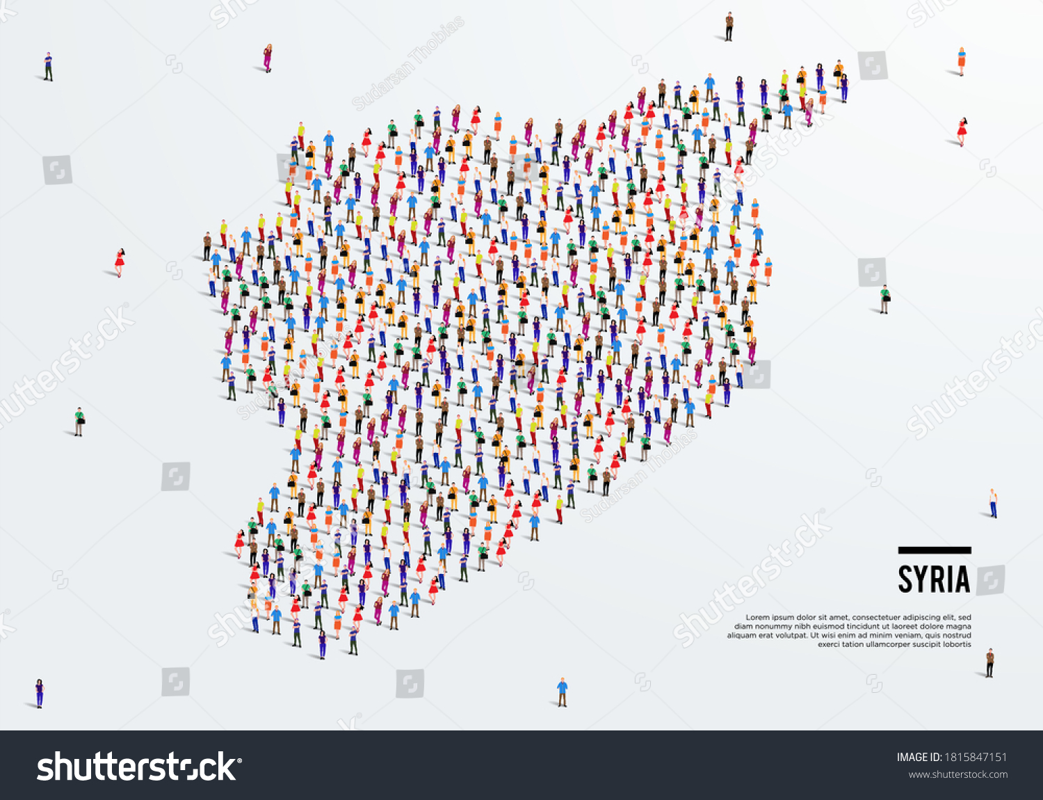 Syria Map Large Group People Form Stock Vector (Royalty Free ...