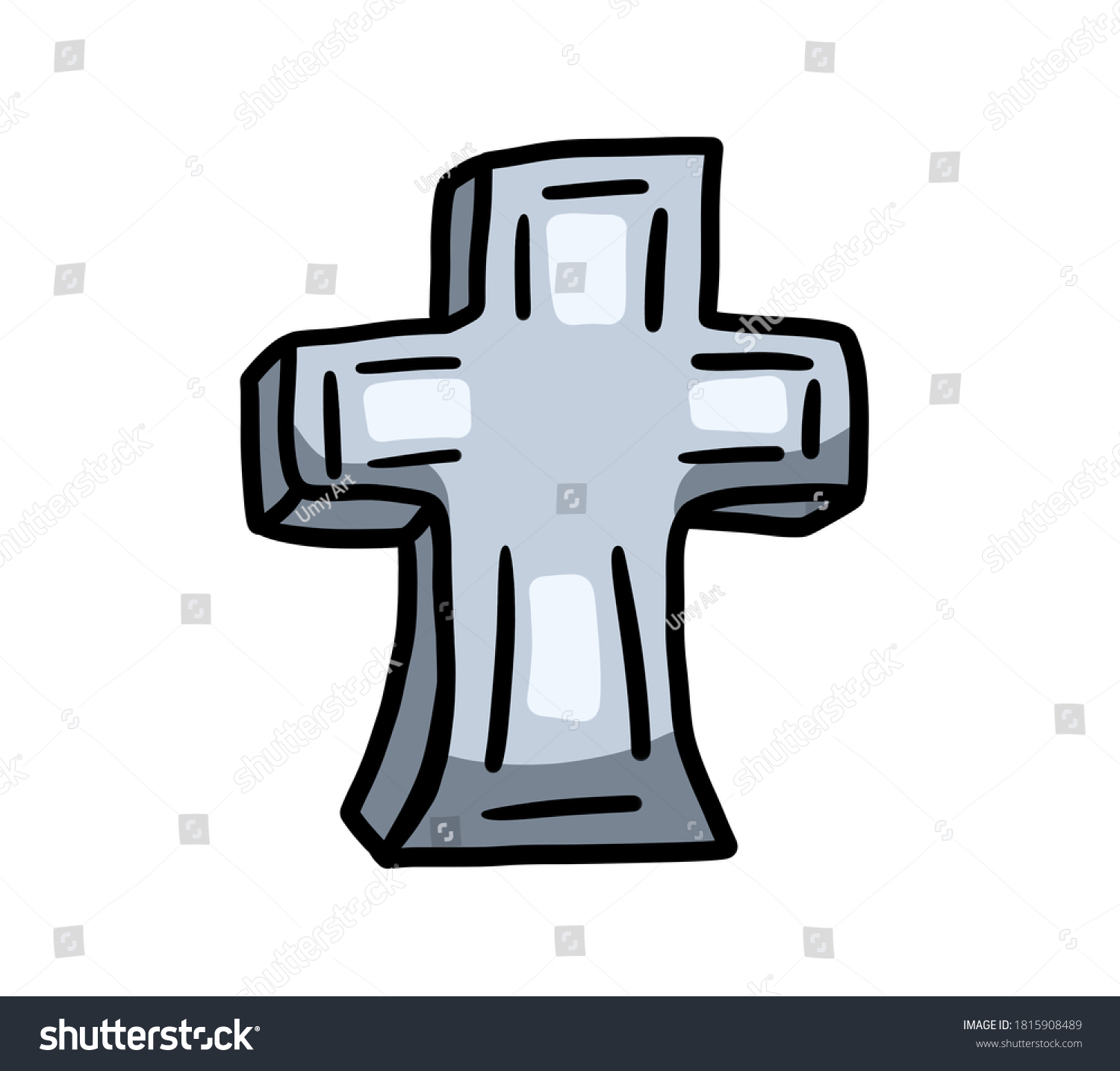 Digital Illustration Cartoon Creepy Cross Tombstone Stock Illustration ...