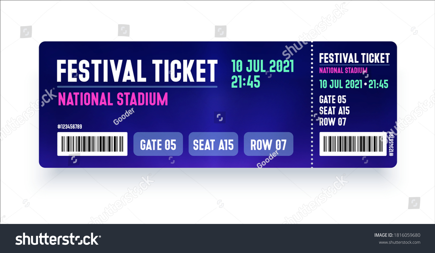 Festival Ticket Template Modern Style Ticket Stock Vector Royalty Free 