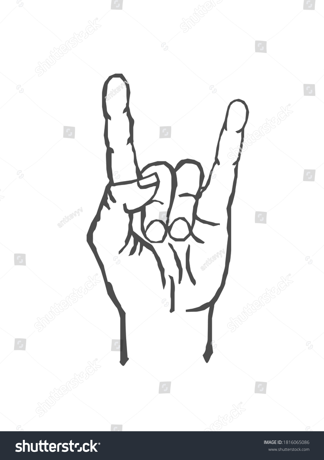 Rock N Roll Hand Sign Vector Stock Vector (Royalty Free) 1816065086 ...