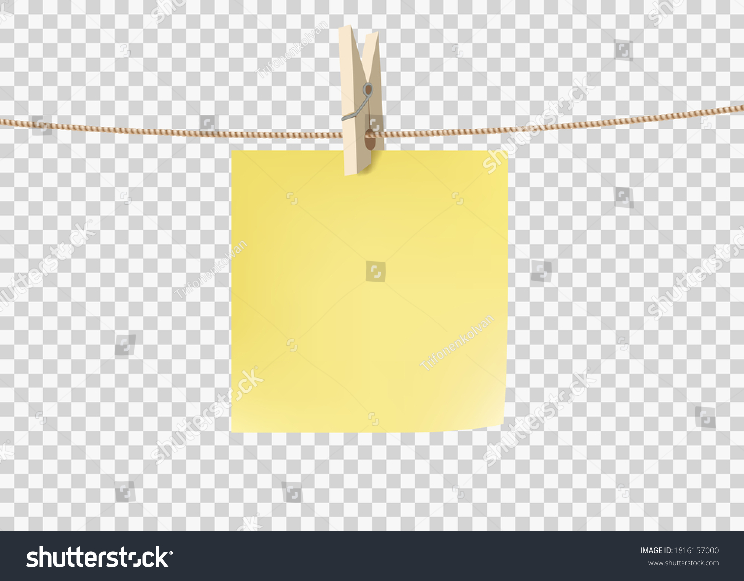 Yellow Paper Sticky Note Hanging On Stock Vector (Royalty Free ...