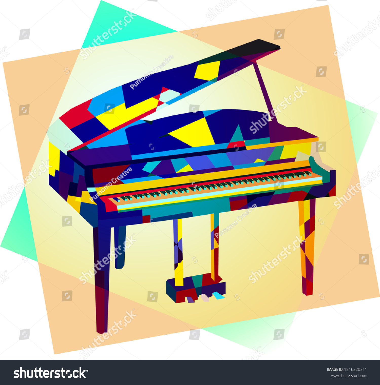 Colorful Pop Art Piano Vector Wpap 库存矢量图（免版税）1816320311 | Shutterstock