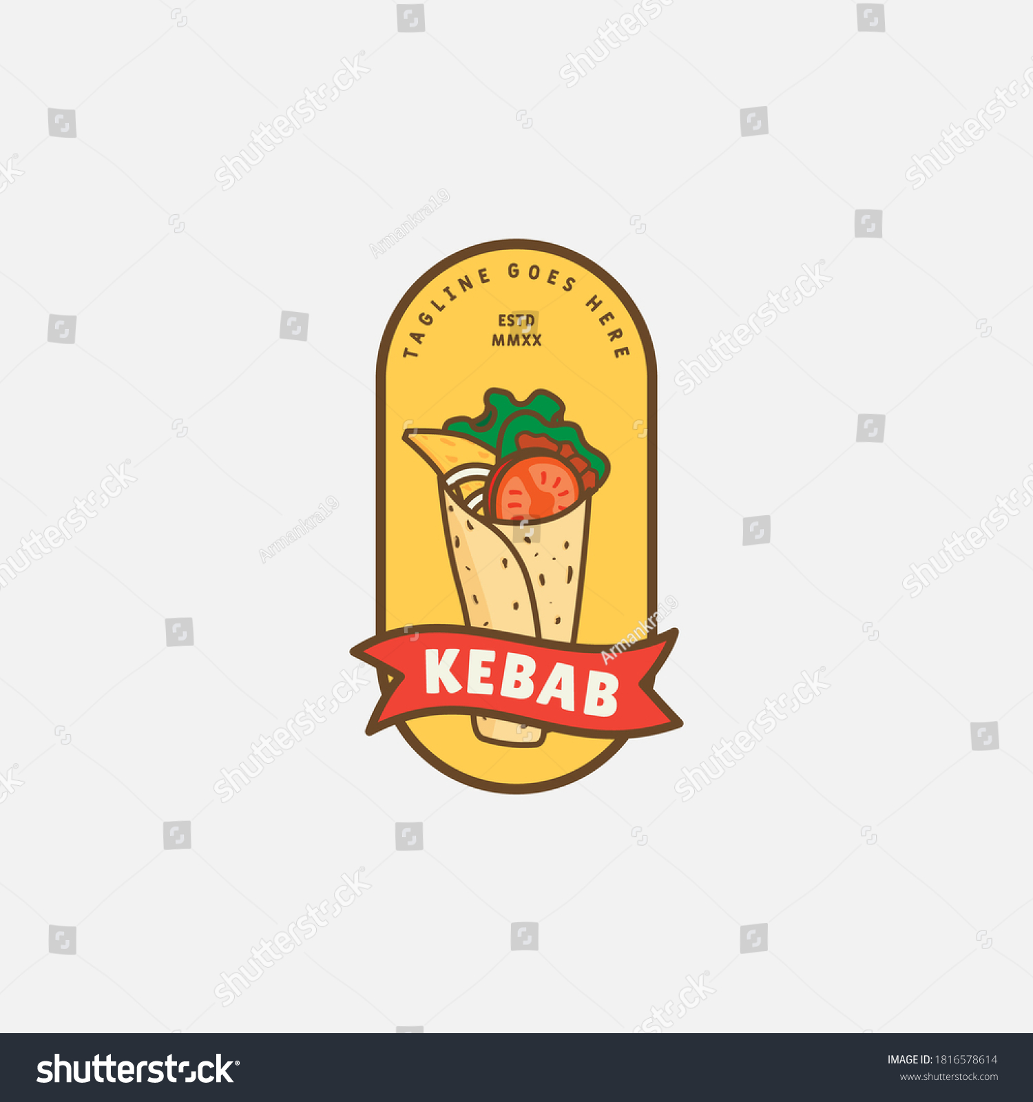 Kebab Shawarma Logo Design Vector Template Stock Vector (Royalty Free ...