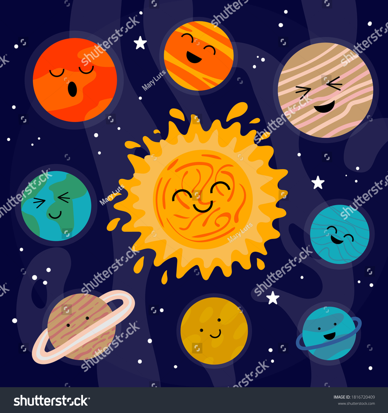 Cartoon Solar System Heavenly Science Poster Stock Vector (Royalty Free ...