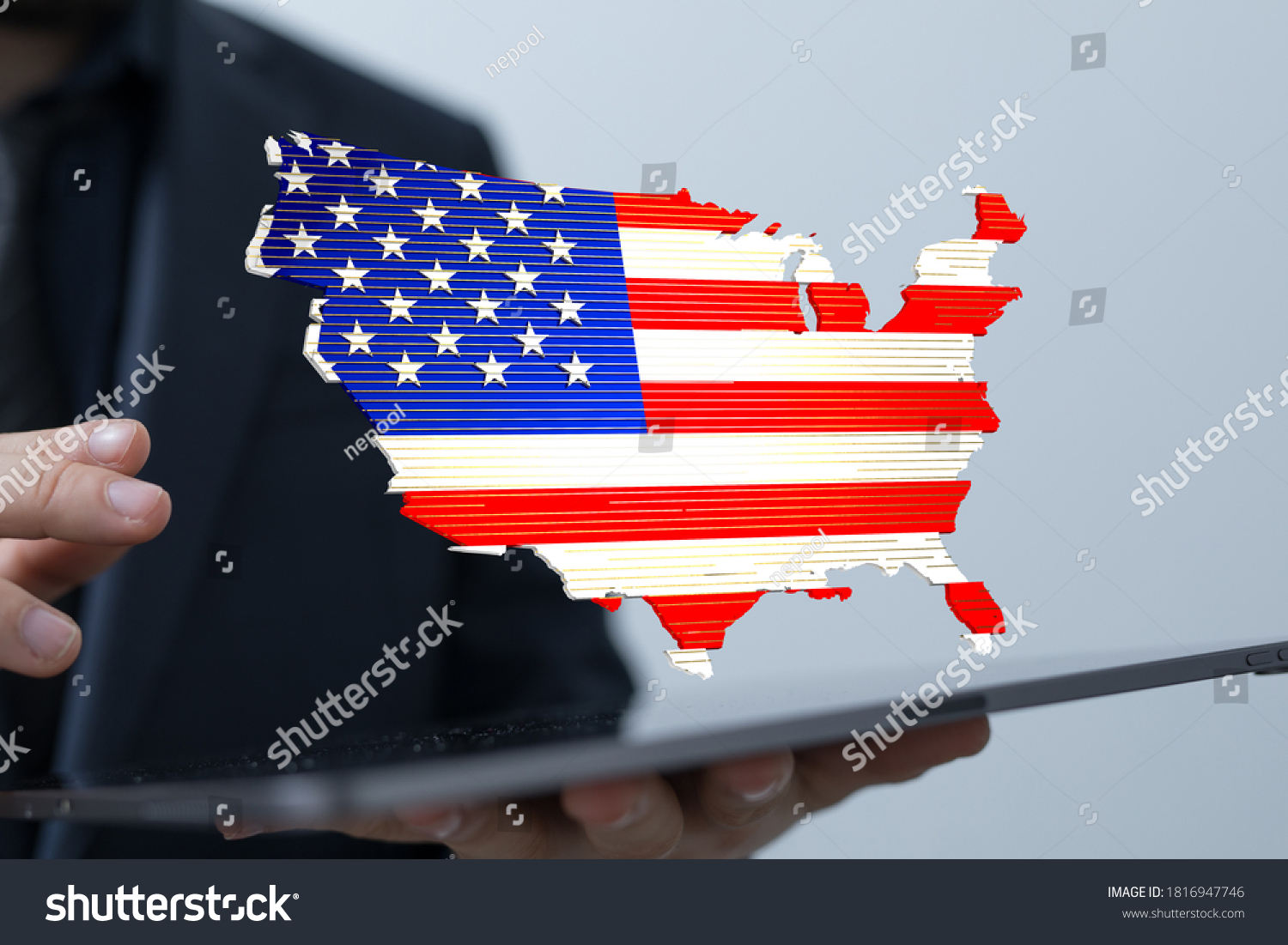 Stock Photo Patriotic Usa Flag Map Concept Digital Banner 1816947746 