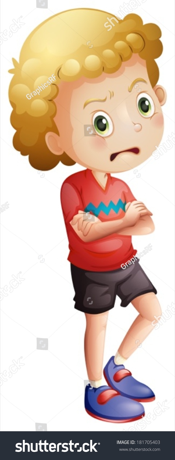 Illustration Angry Little Boy On White Stock Vector (Royalty Free ...