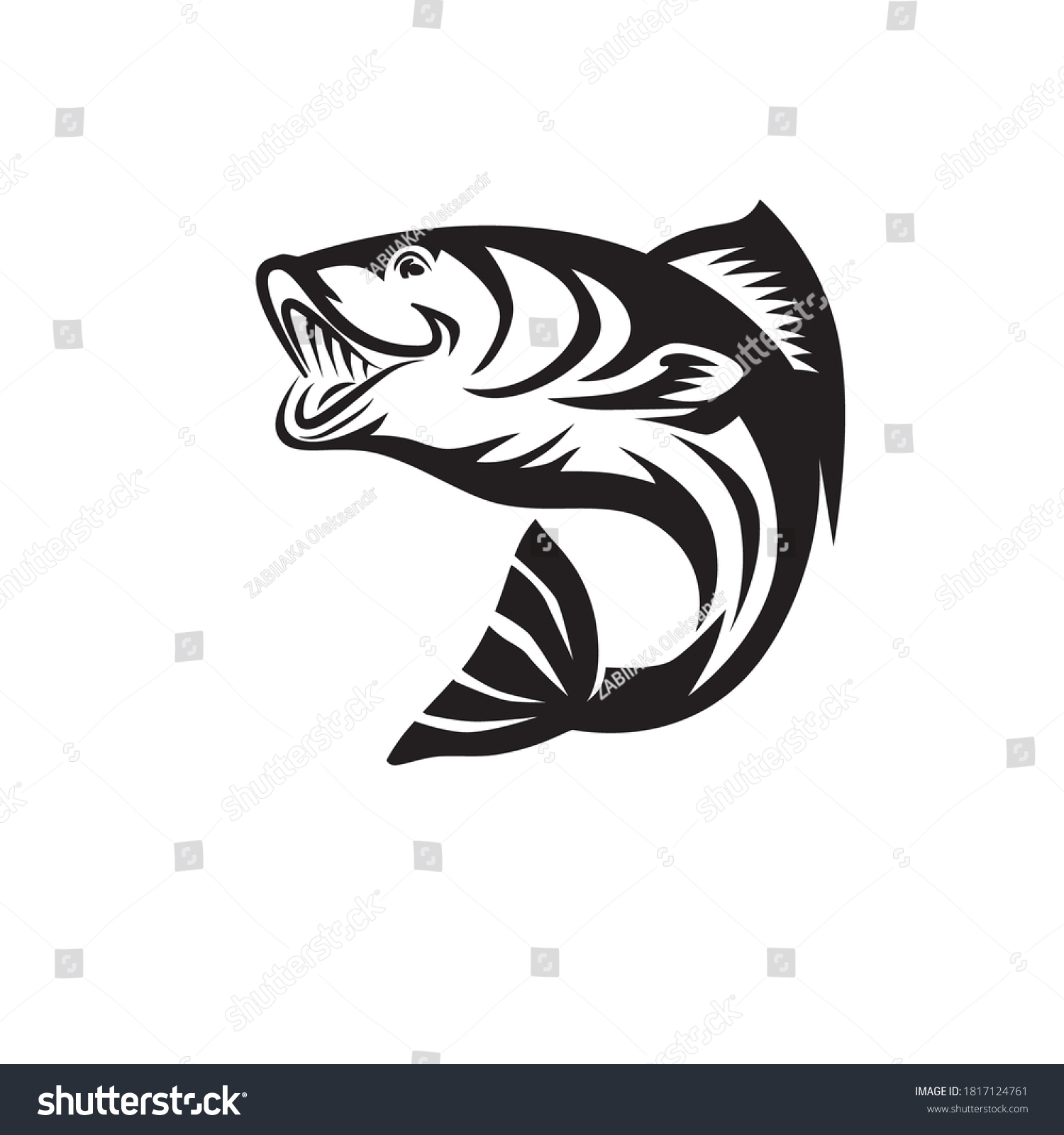 Fish Black Vector Silhouette Isolated White Stock Vector (Royalty Free ...