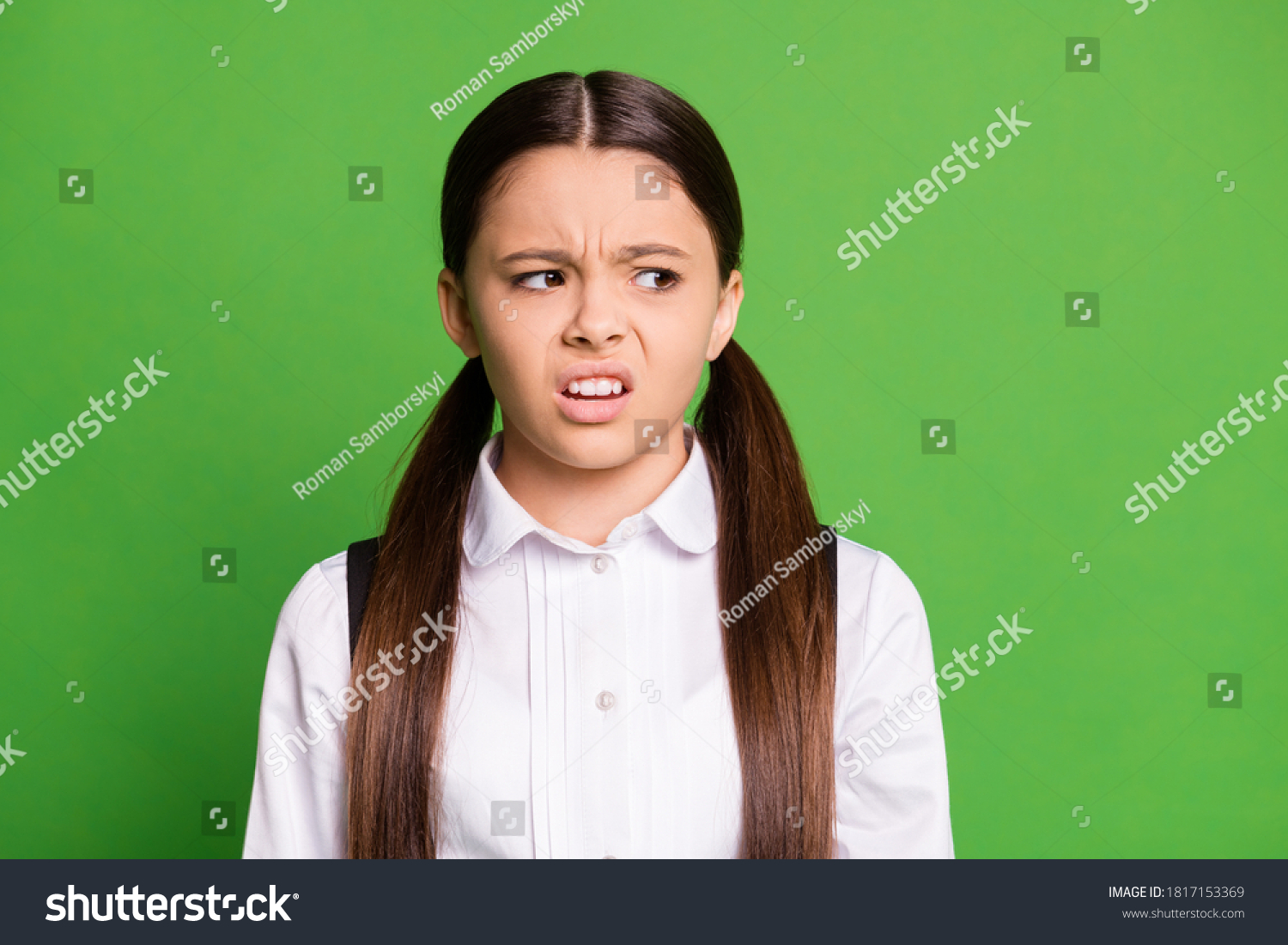 Photo Cute Small Lady Front Blackboard Stock Photo 1817153369 ...