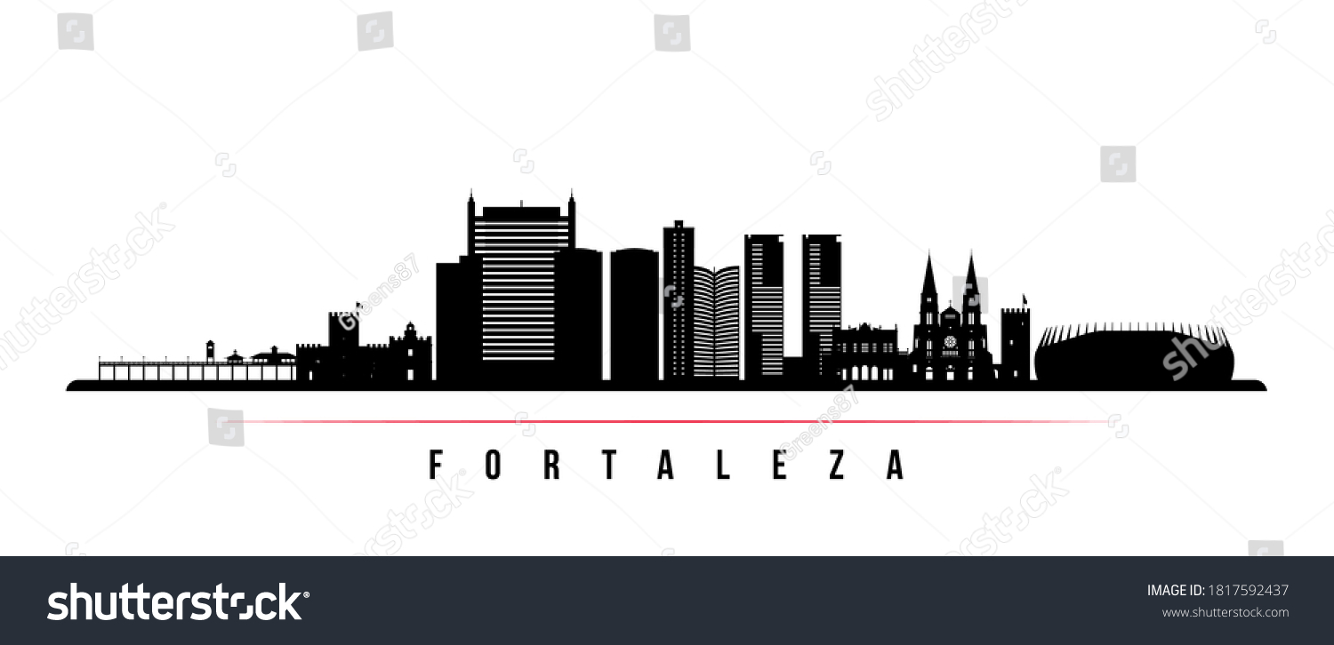 Fortaleza Skyline Horizontal Banner Black White Stock Vector (Royalty ...