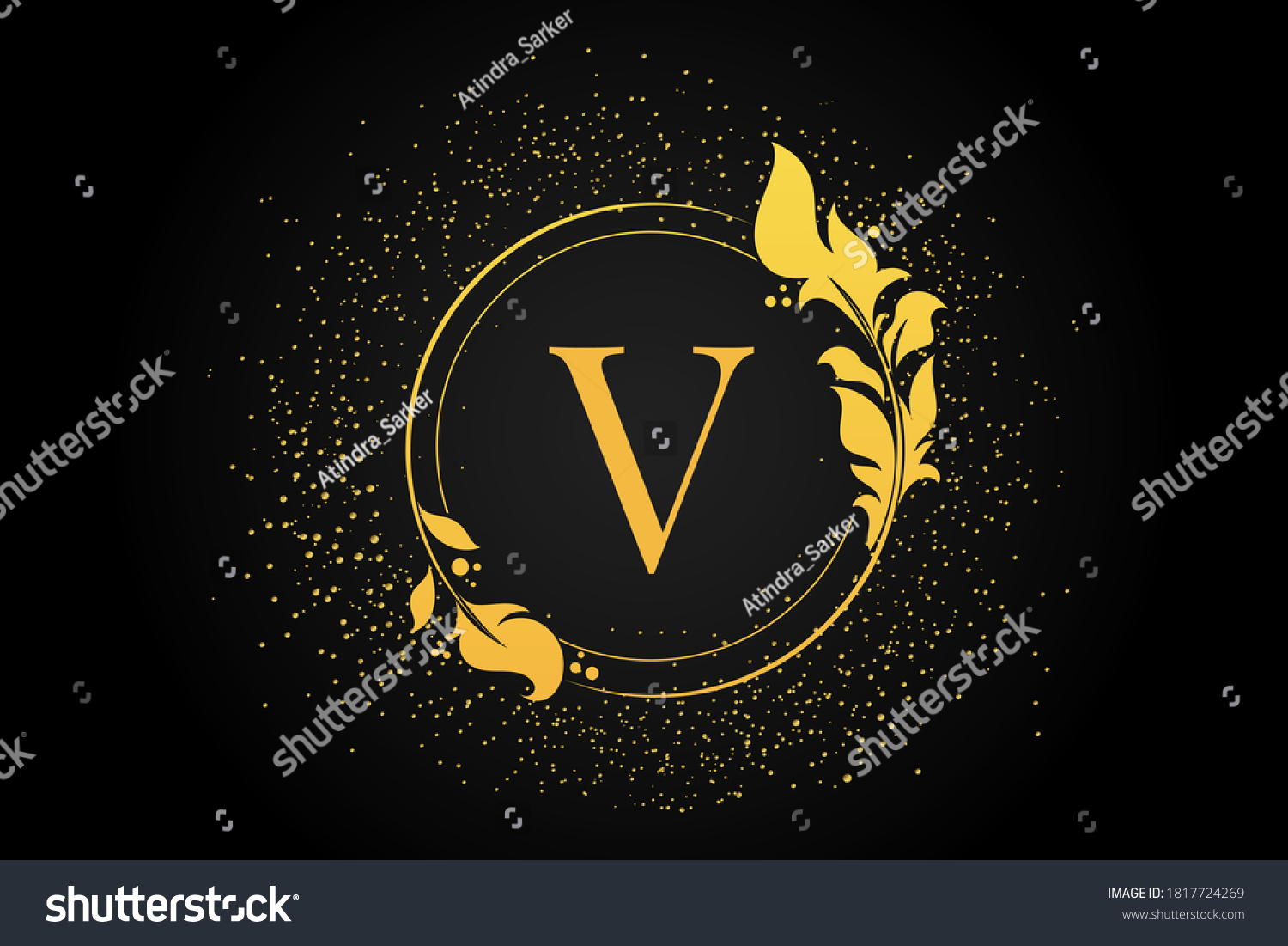 V Letter Logo On Black Background Stock Vector (Royalty Free