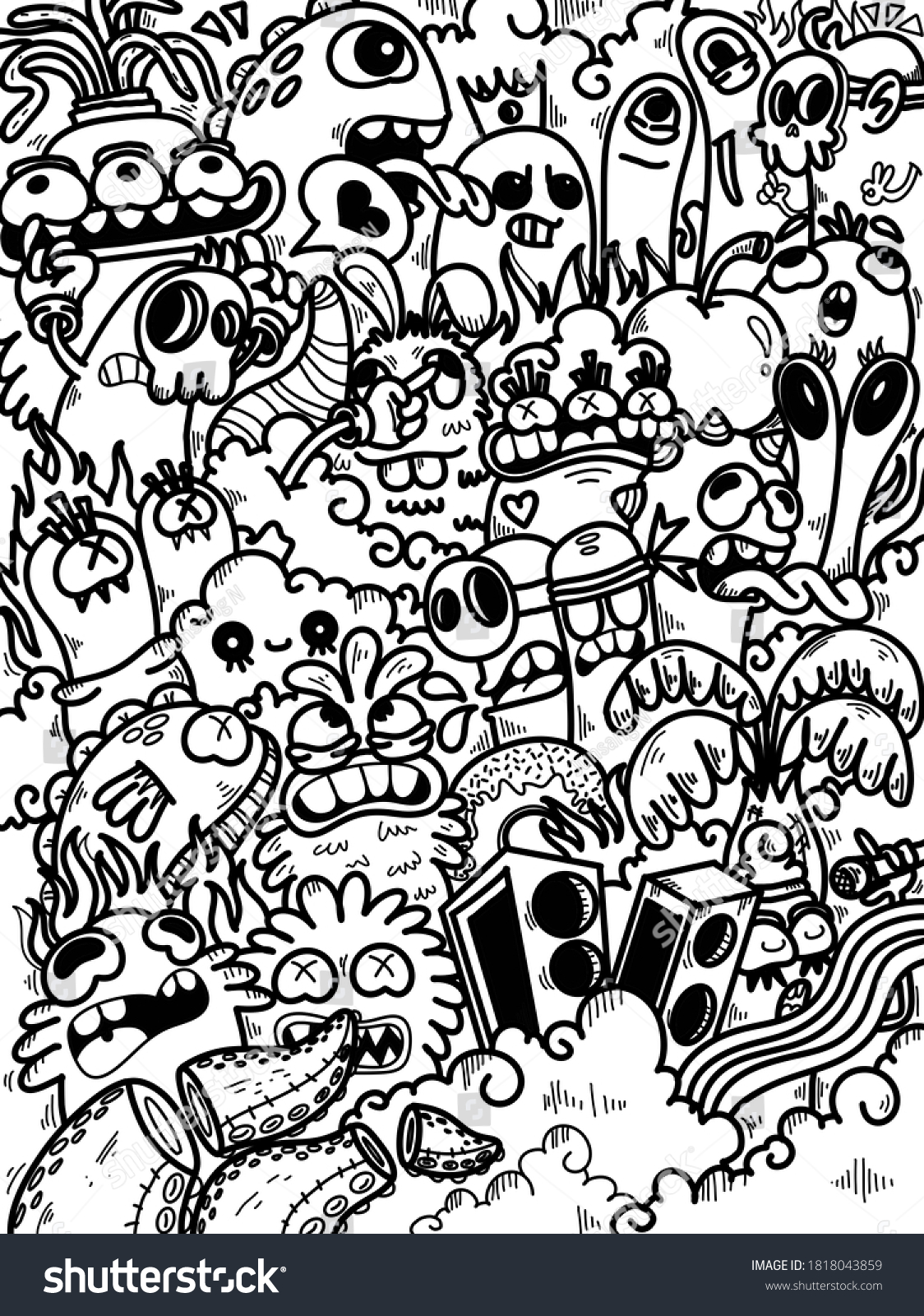 Handdrawn Illustrations Monsters Doodle Hand Drawn Stock Illustration ...