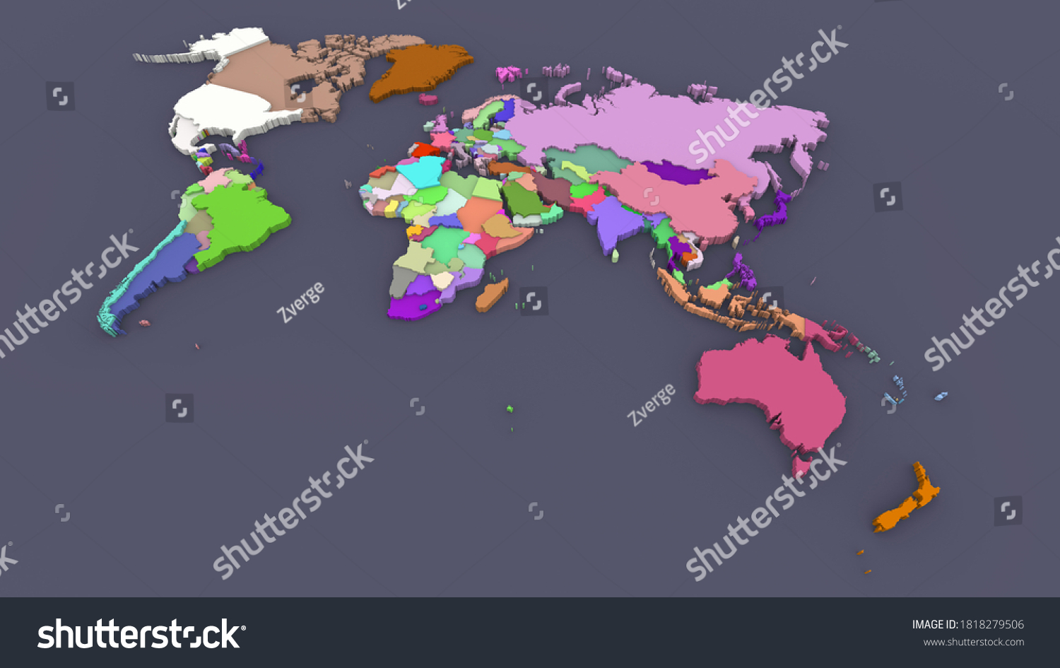 World Map With Multicolor Continent And Modern Vector Image My Xxx