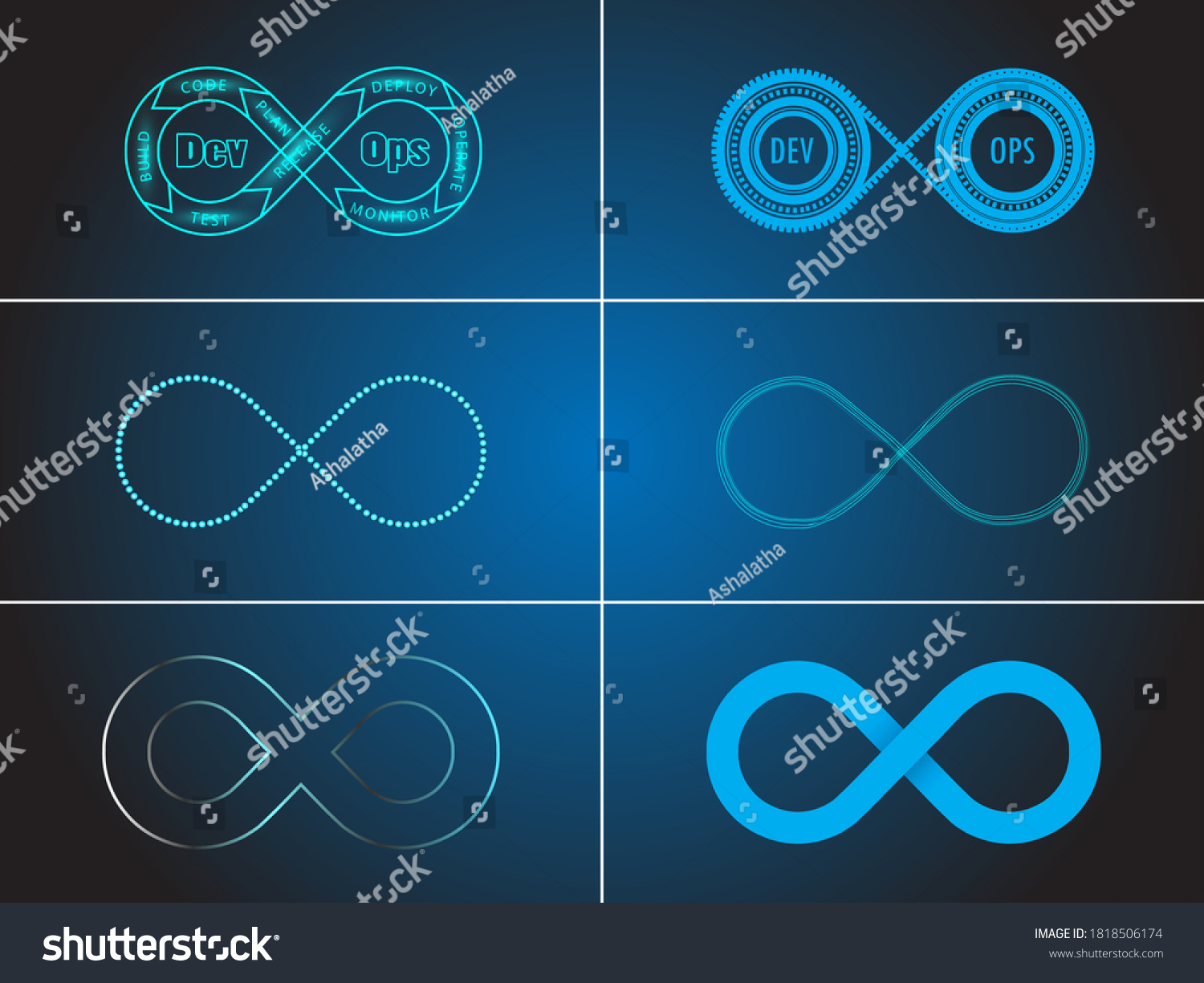 Collection Modern Devops Symbols Illustrates Different Stock Vector ...