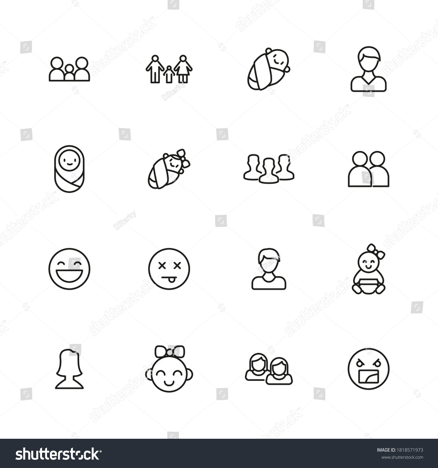 Human Line Icons Set Stroke Vector Stock Vector (Royalty Free ...