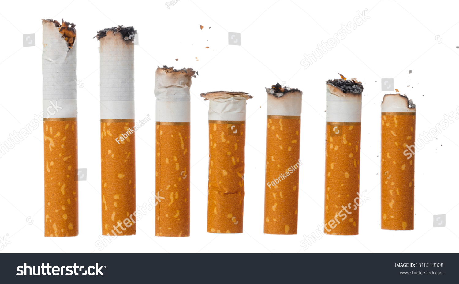 Pile Extinguished Cigarette Butts Isolated On Stock Photo 1818618308 ...