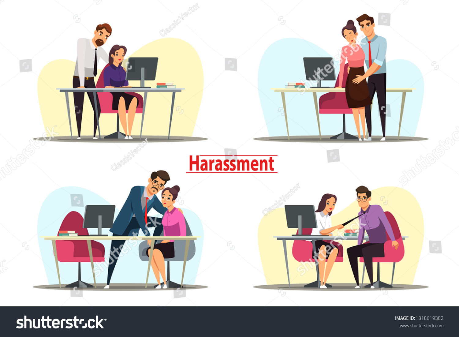 Sexual Harassment Assault Abuse Office Illustration Stock Vector Royalty Free 1818619382