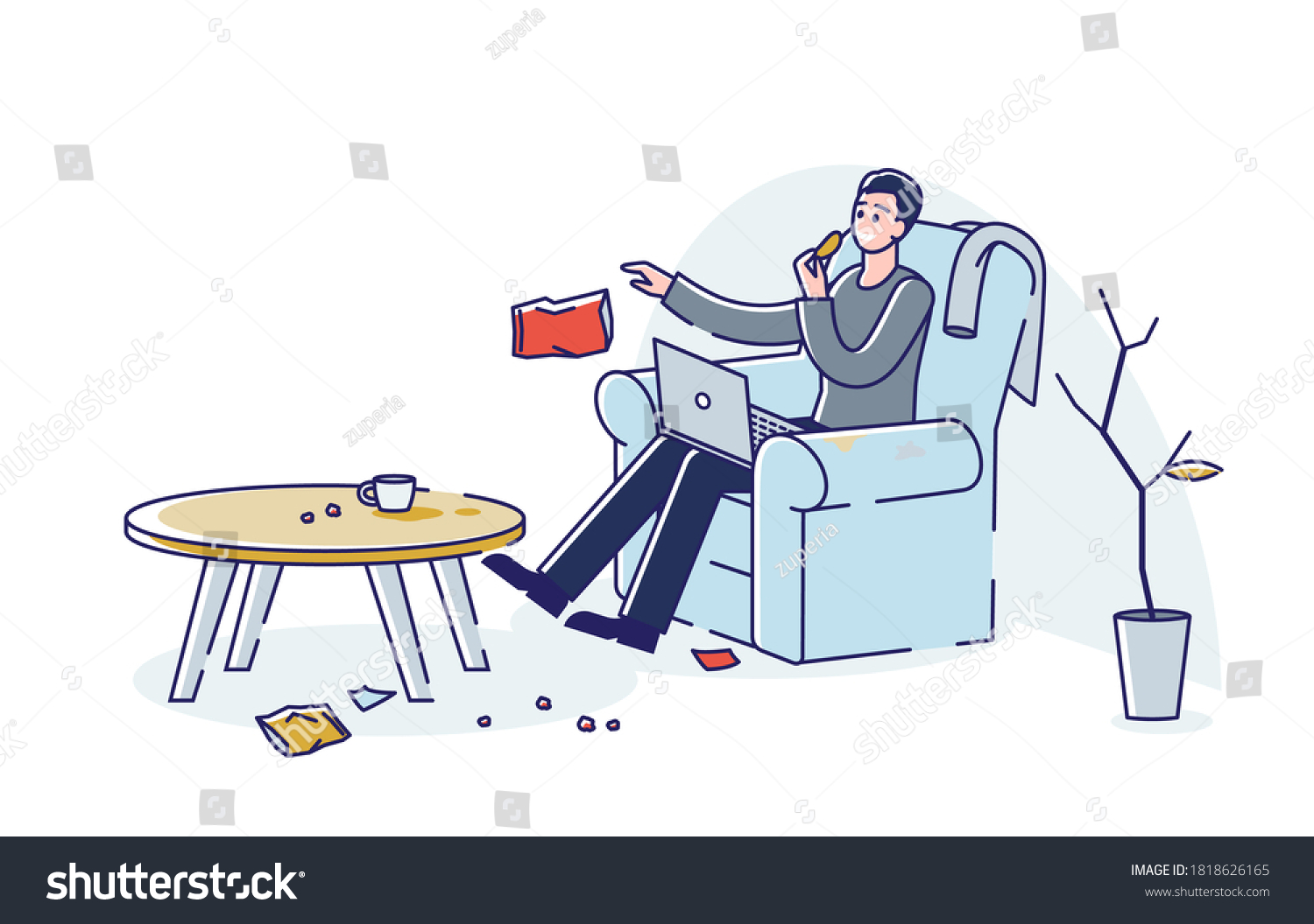 Lazy Man Littering Home Throwing Waste Stock Vector (Royalty Free ...