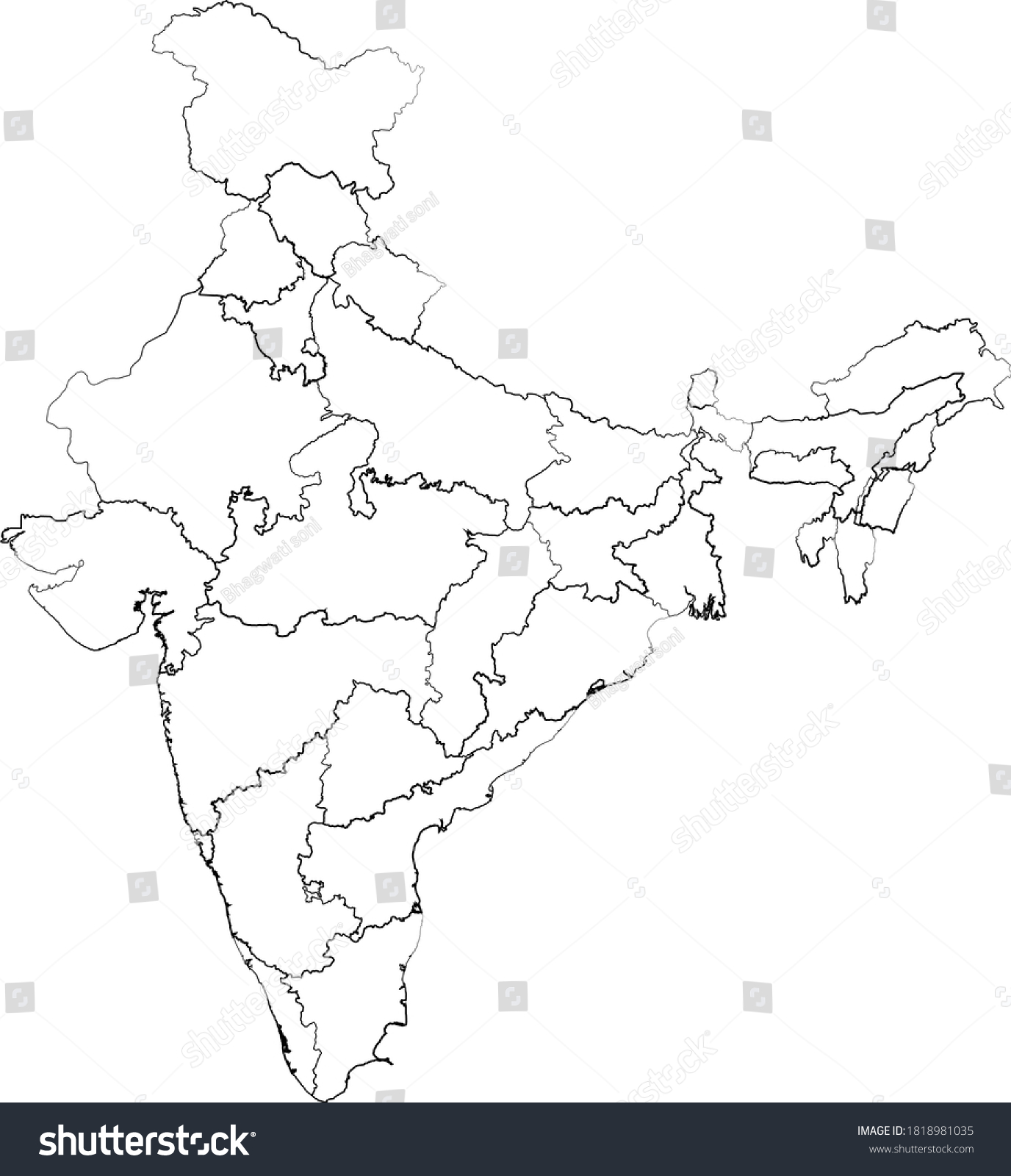 Indian Map Logo India Map Stock Vector (Royalty Free) 1818981035 ...