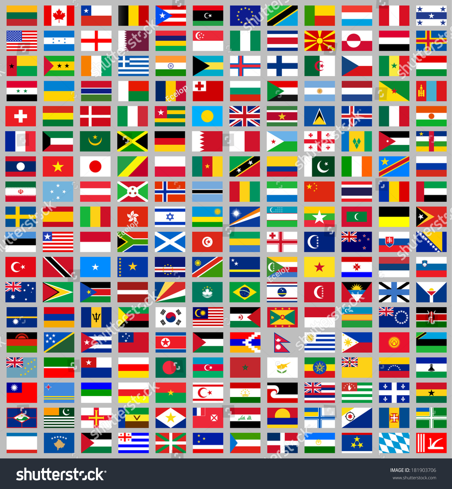 216 Flags World Flat Vector Illustration Stock Vector (Royalty Free ...