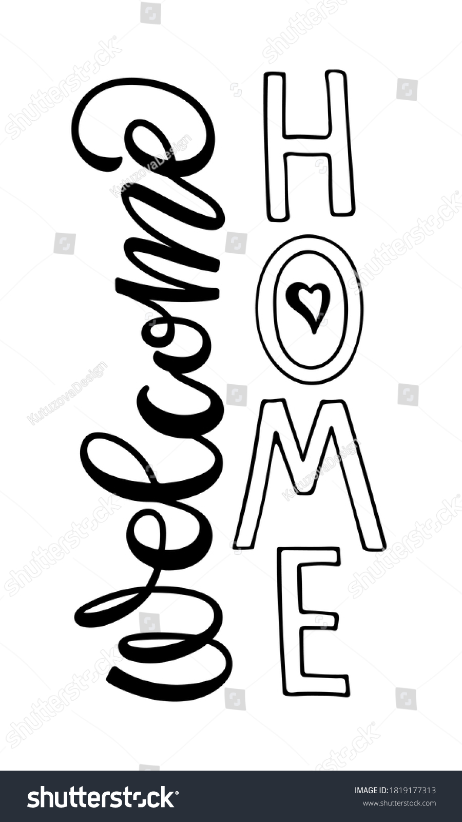 Door Sticker Welcome Home Lettering Vertical Stock Vector (Royalty Free ...