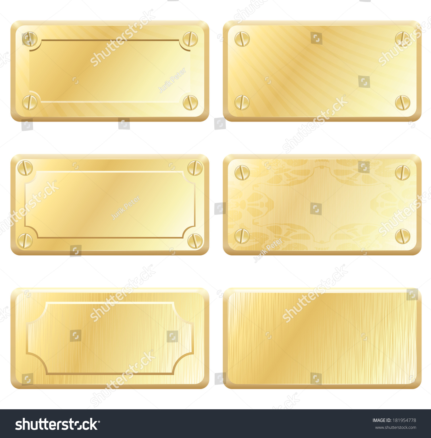 Gold Metal Labels Nameplates Stock Illustration 181954778 | Shutterstock