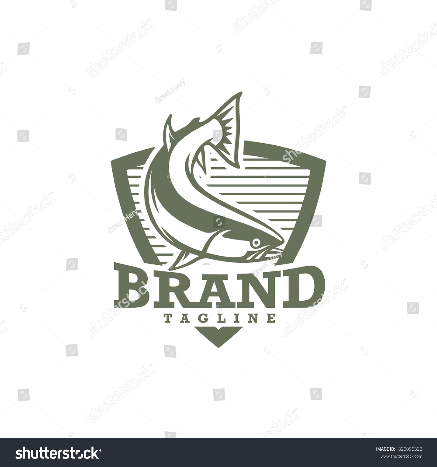 Fish Shield Logo Design Vector Image Stock Vector (Royalty Free ...