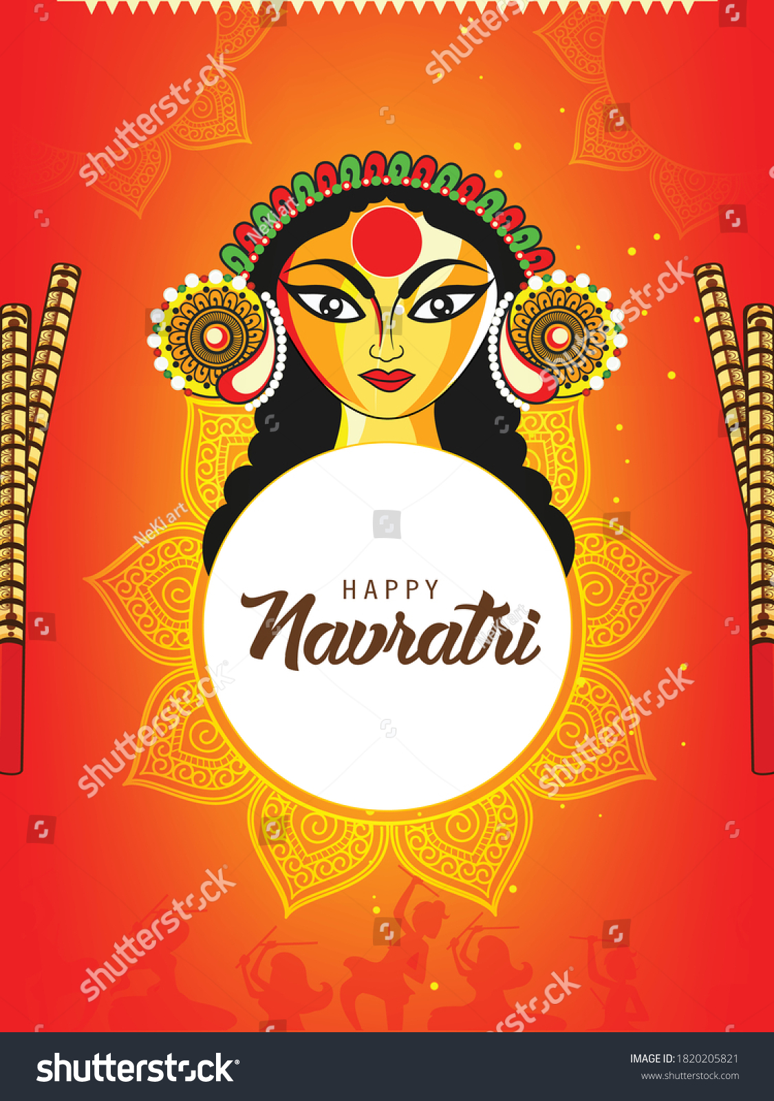 Happy Navratri Festival Celebration Vector Illustration Stock Vector ...