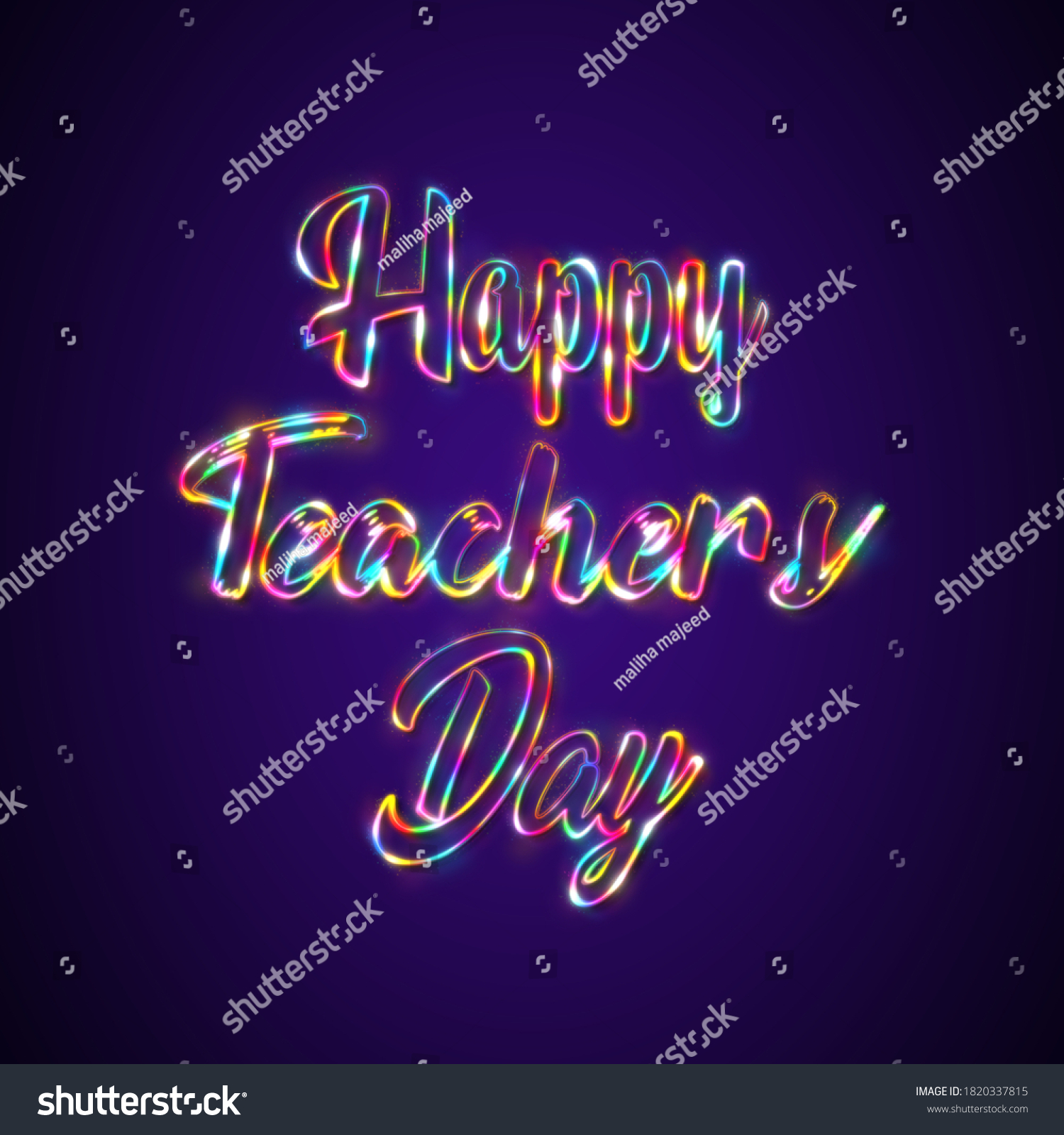 Happy Teachers Day Banner Rainbow Glow Stock Illustration 1820337815 ...