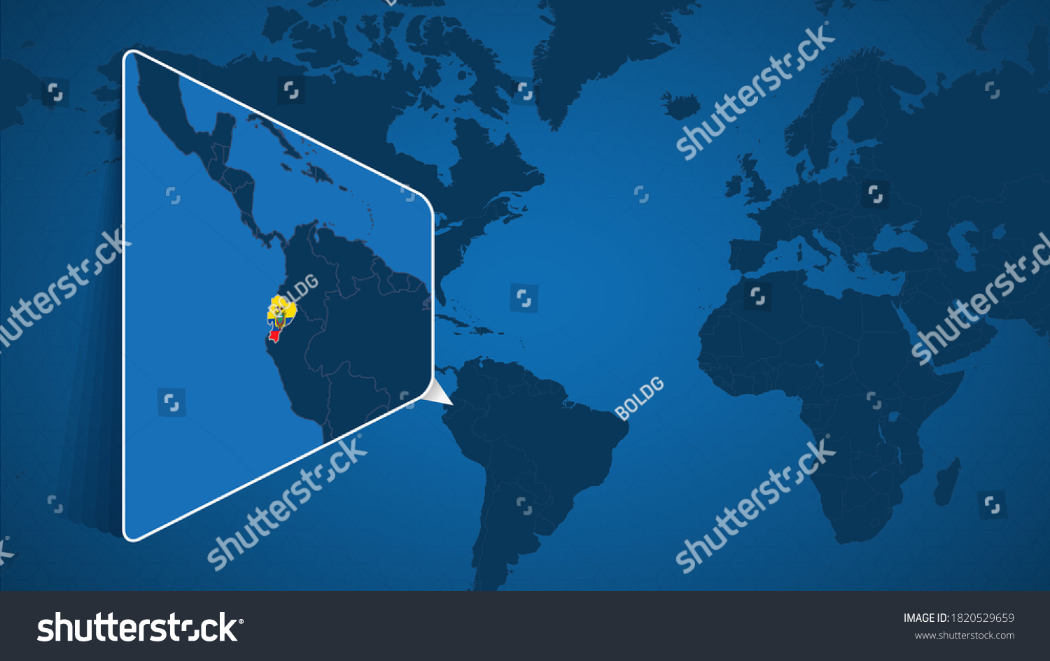 Location Ecuador On World Map Enlarged Stock Vector Royalty Free Stock Vector Location Of Ecuador On The World Map With Enlarged Map Of Ecuador With Flag Geographical Vector 1820529659