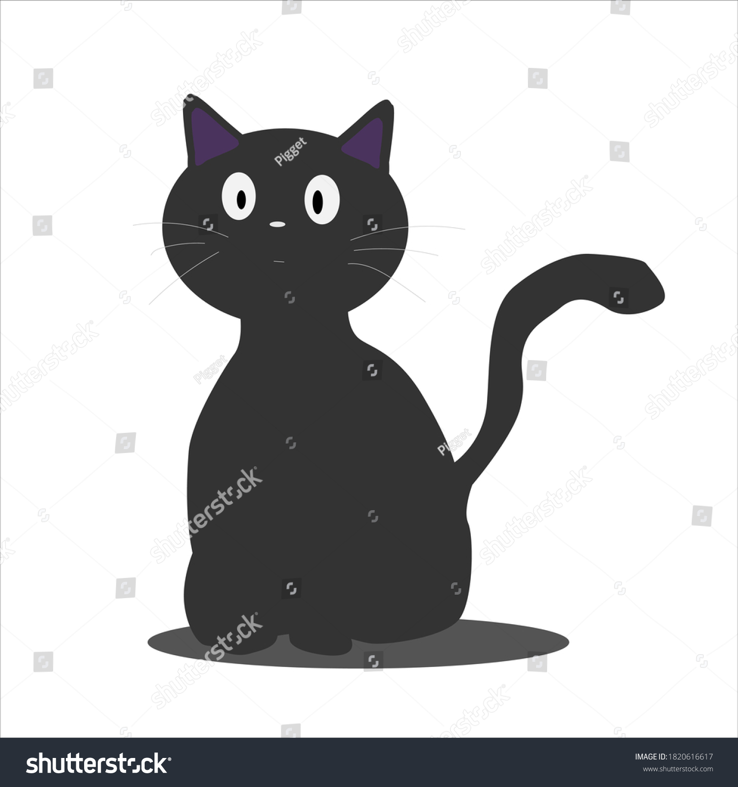 Black Scary Cute Cat Icon Creepy Stock Vector (Royalty Free) 1820616617 ...