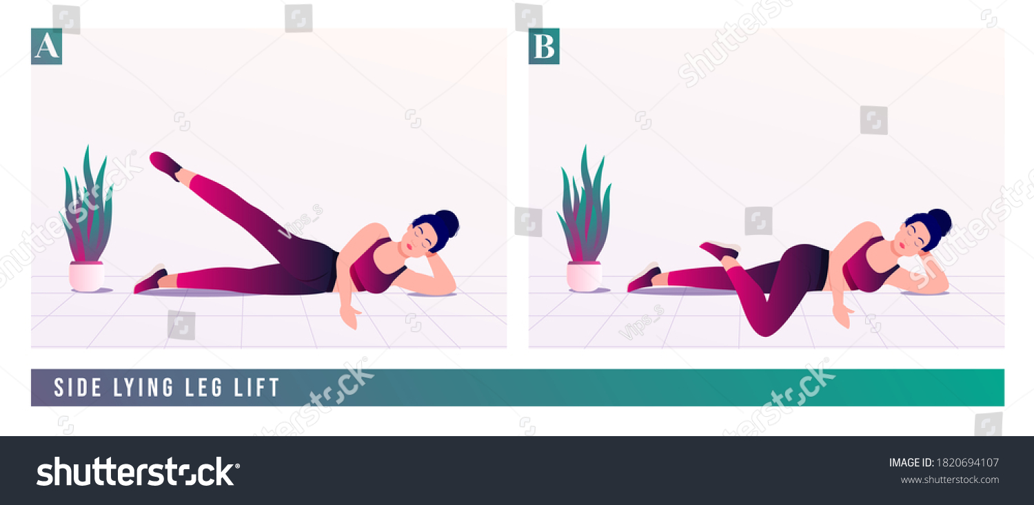 Side Lying Leg Lift Exercise Women Stock Vector (Royalty Free ...