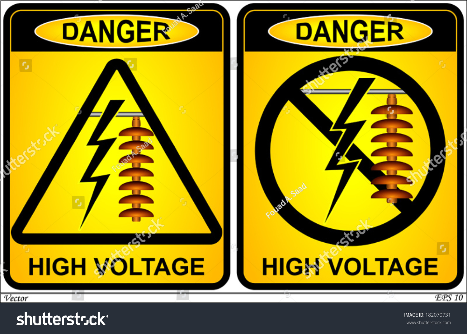 High Voltage Signs Stock Vector Royalty Free 182070731 Shutterstock