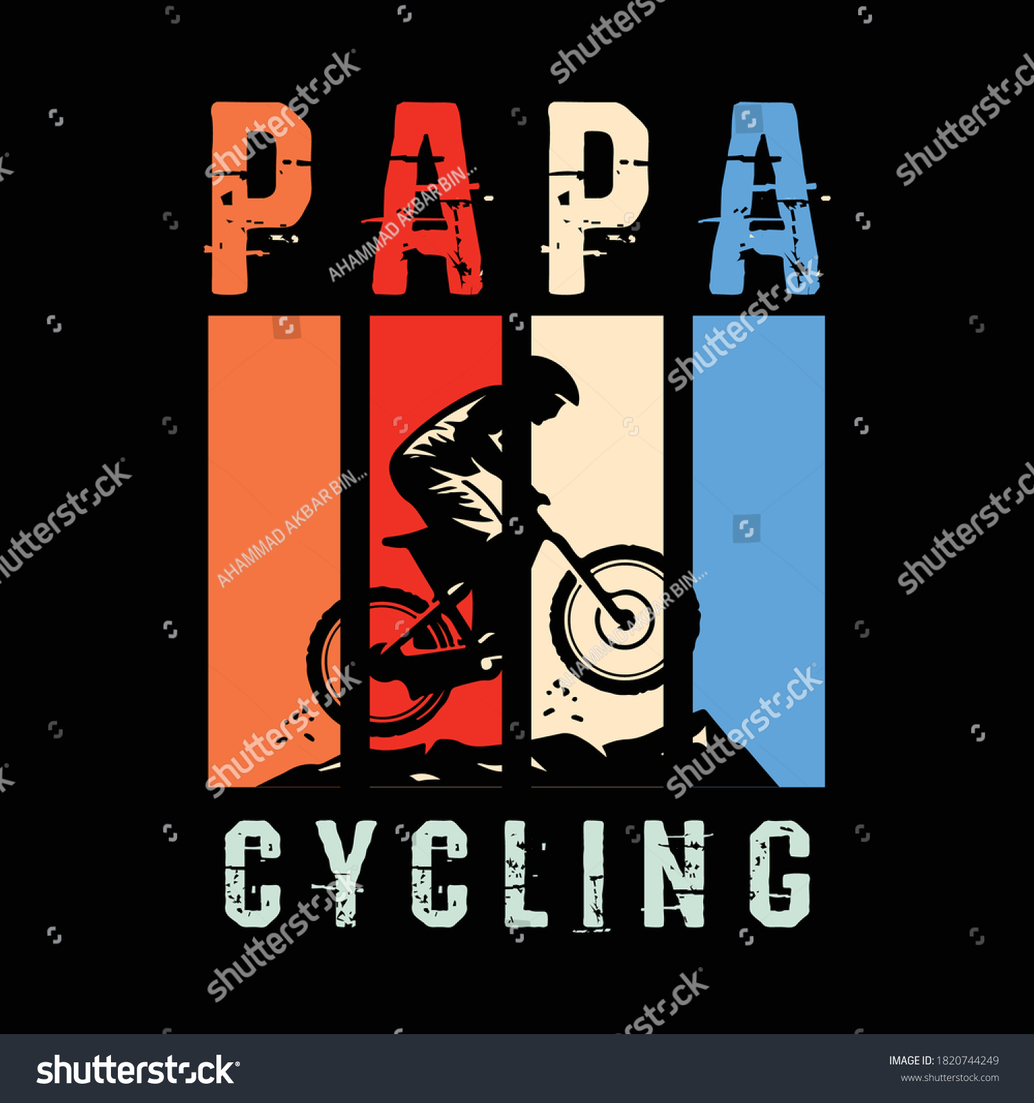 Vintage Papa Cycling T Shirt Design Stock Vector Royalty Free