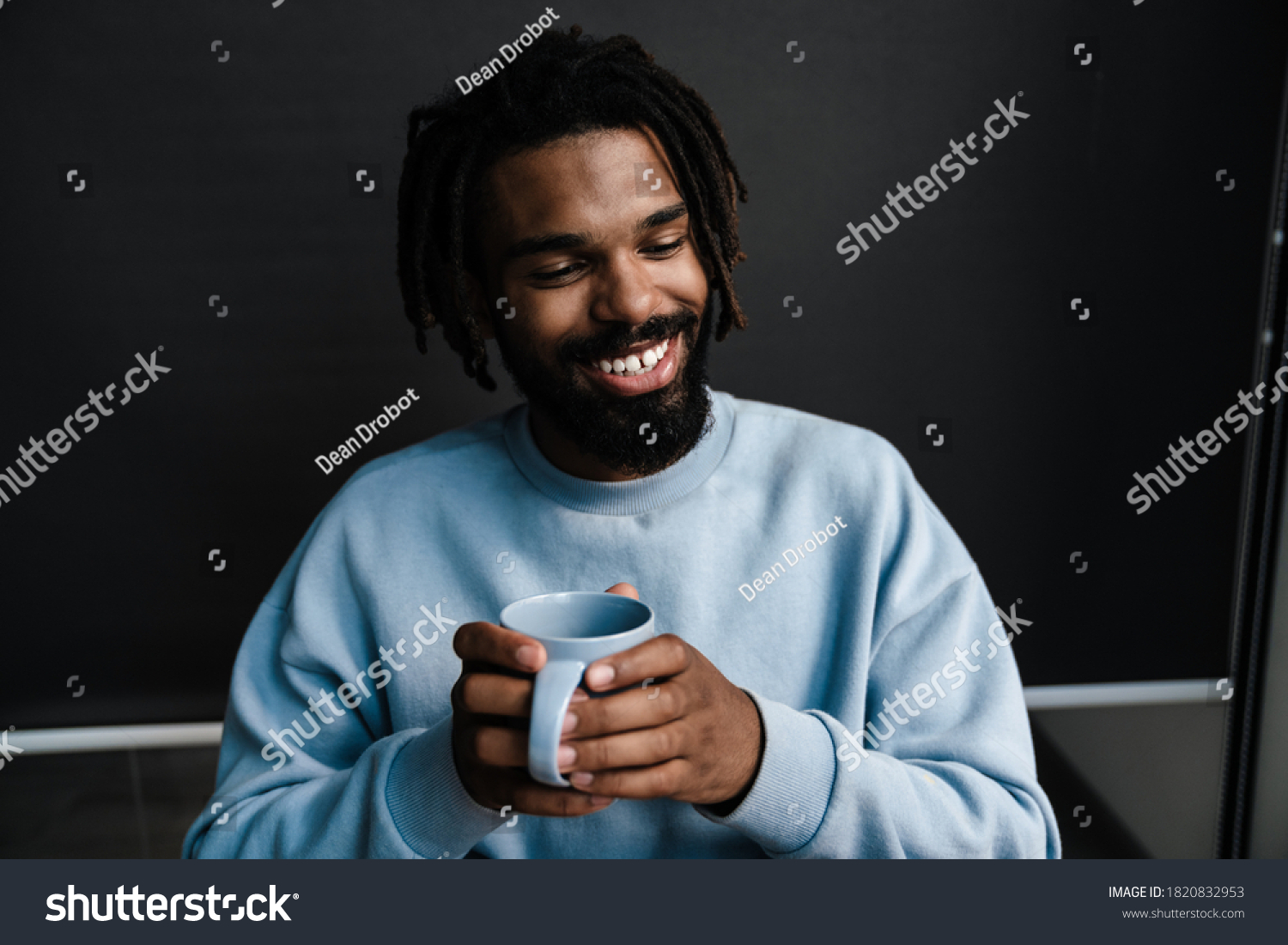 African American Black Happy Man Holding Stock Photo 1820832953 ...