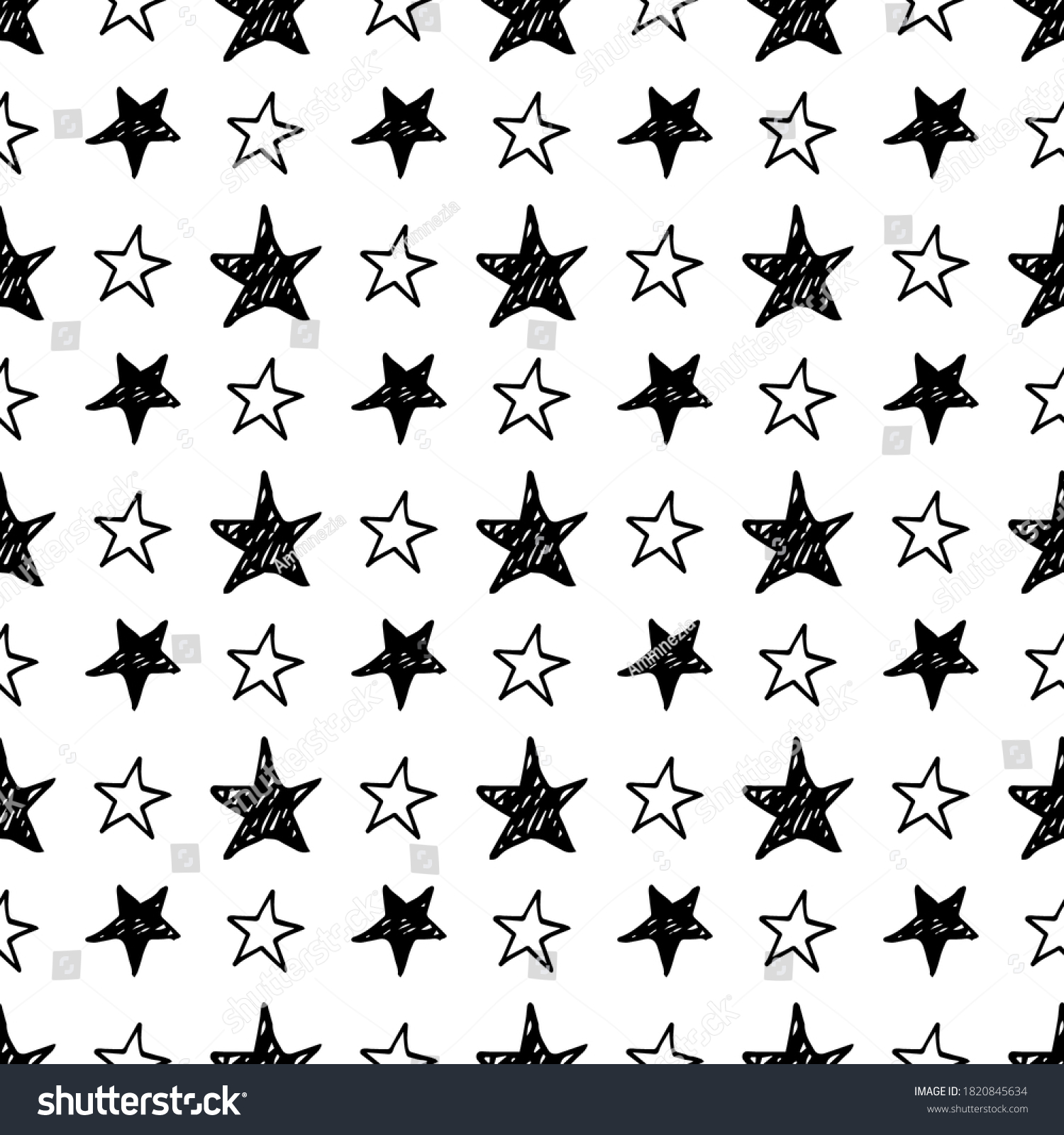 Seamless Star Pattern Handdrawn Sketch Stars Stock Vector (Royalty Free ...