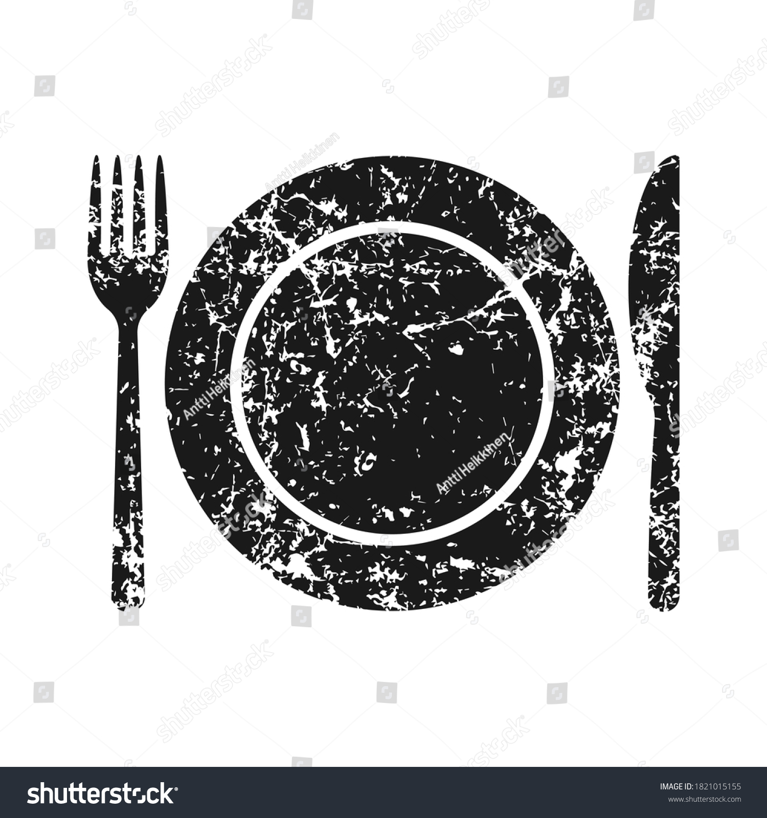 Fork Knife Plate Icon Logo Grunge Stock Vector (Royalty Free ...