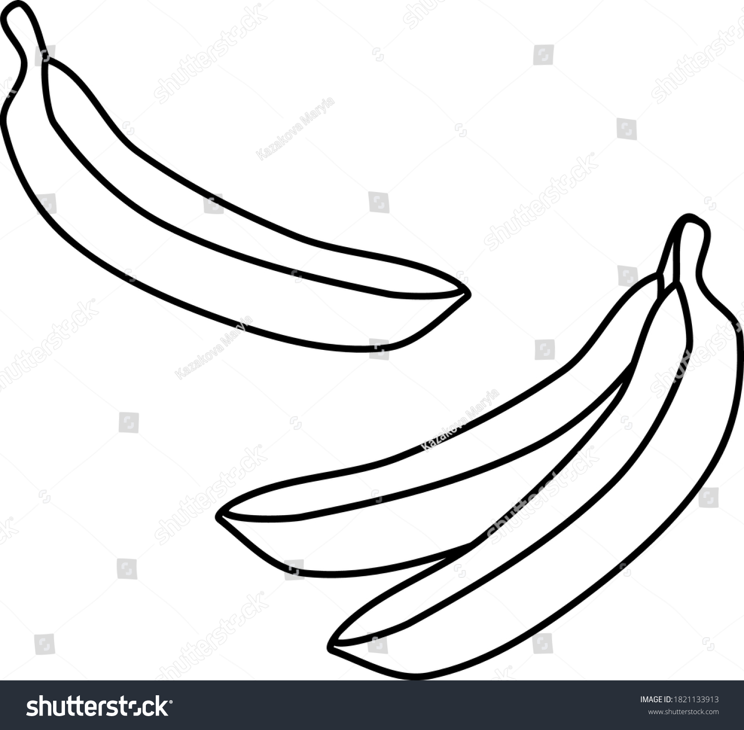 Coloring Page Unpeeled Bananas Stock Vector (Royalty Free) 1821133913 ...