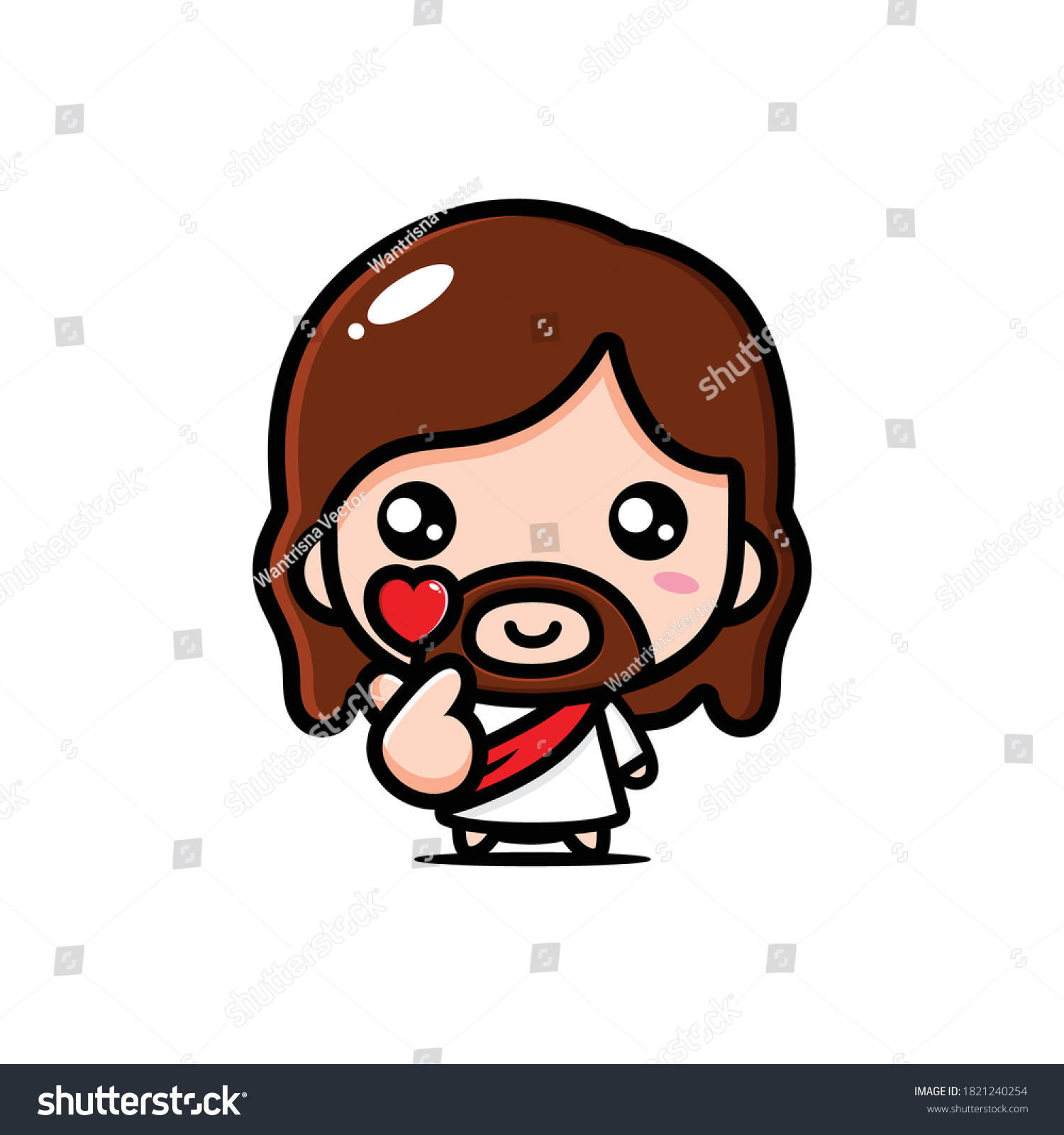 Cute Jesus Finger Heart Shape Stock Vector (Royalty Free) 1821240254 ...