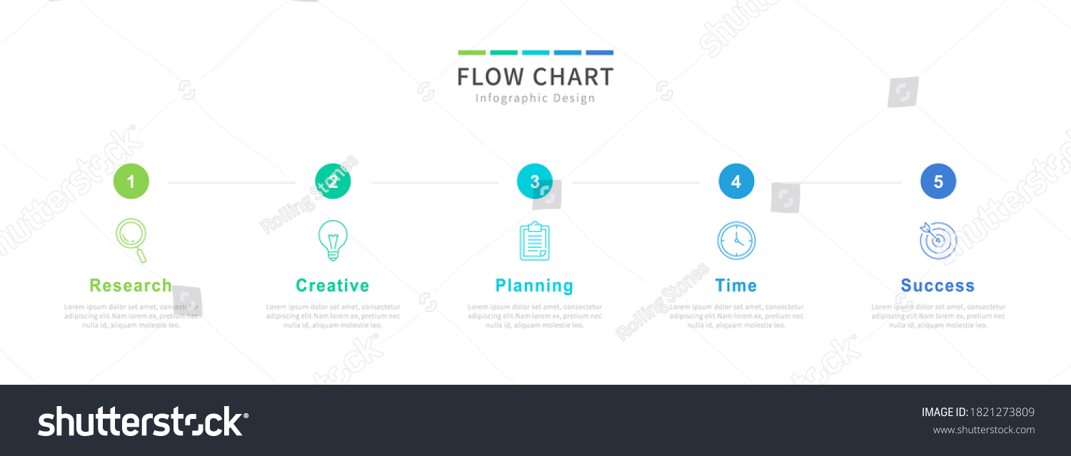 Flow Chart Infographic Template Thin Line Stock Vector (Royalty Free ...