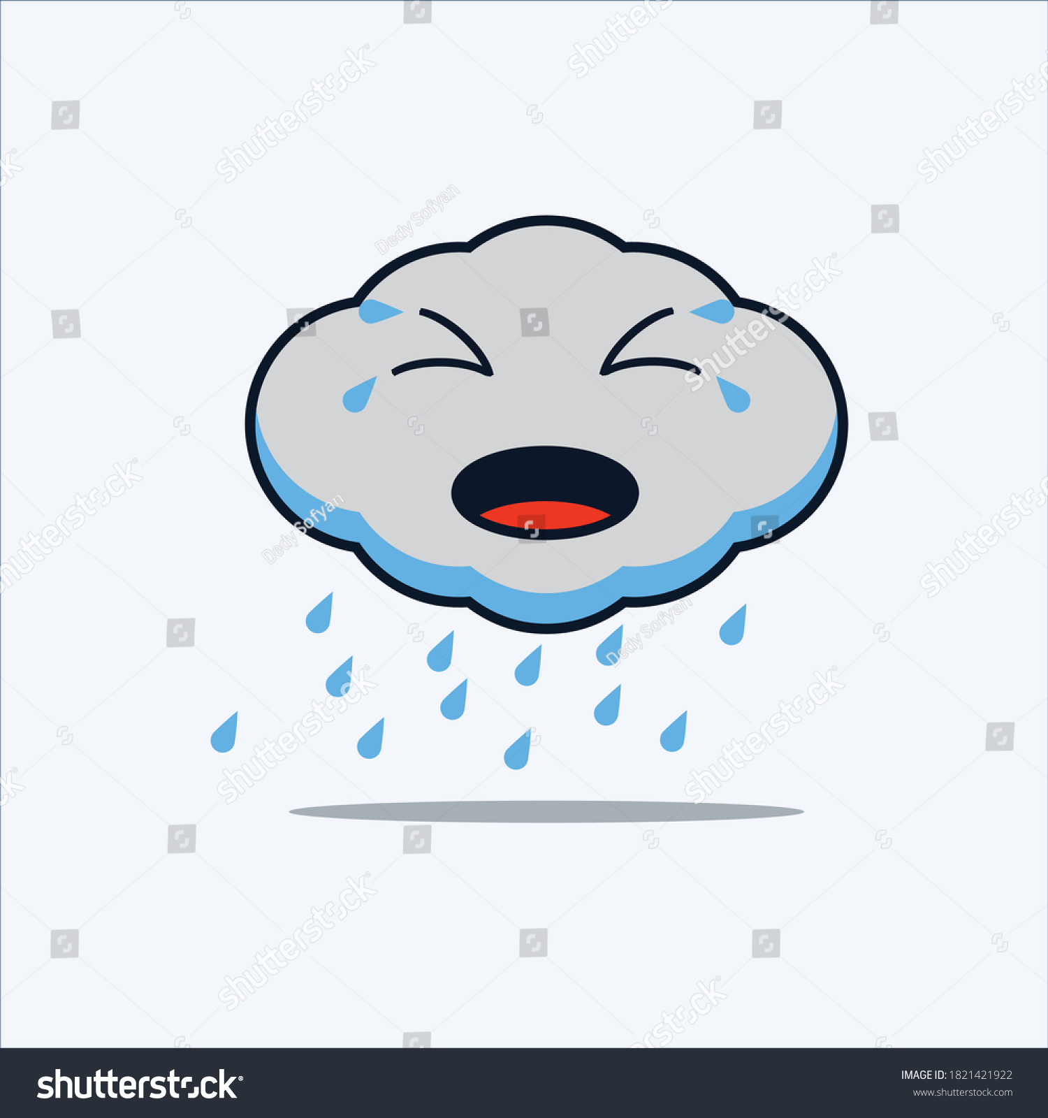 Cute Clouds Crying Raining Stock Vector (Royalty Free) 1821421922 ...