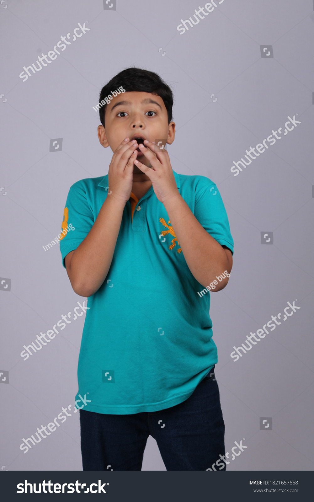 Boy Shocked Face Expression Isolated Over Stock Photo 1821657668 ...