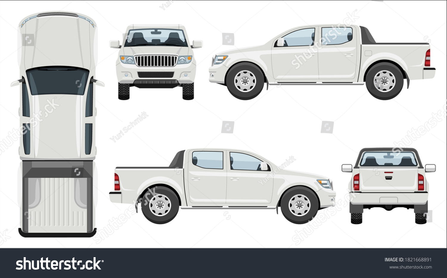 White Pickup Truck Vector Template Simple Stock Vector (Royalty Free ...