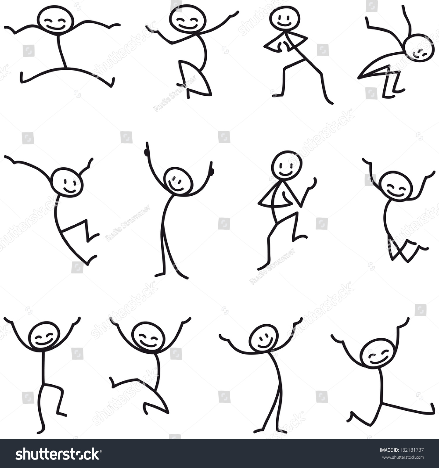 Set Stick Figures Happy Stick Man Stock Illustration 182181737 ...