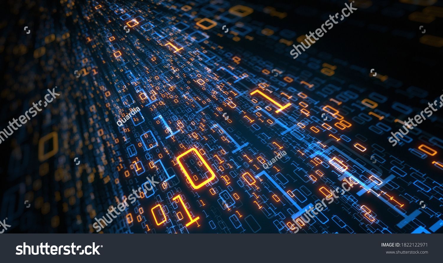 Digital Binary Data Streaming Binary Code Stock Illustration 1822122971 ...