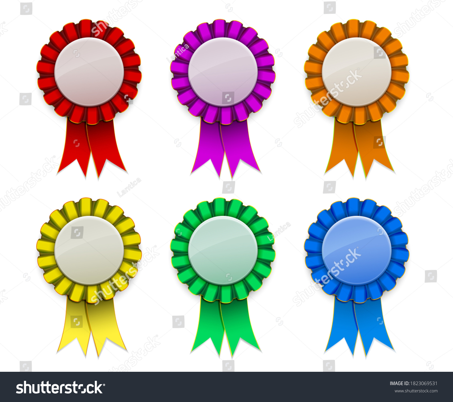 Ribbon Award Badge Red Green Blue Stock Illustration 1823069531 ...