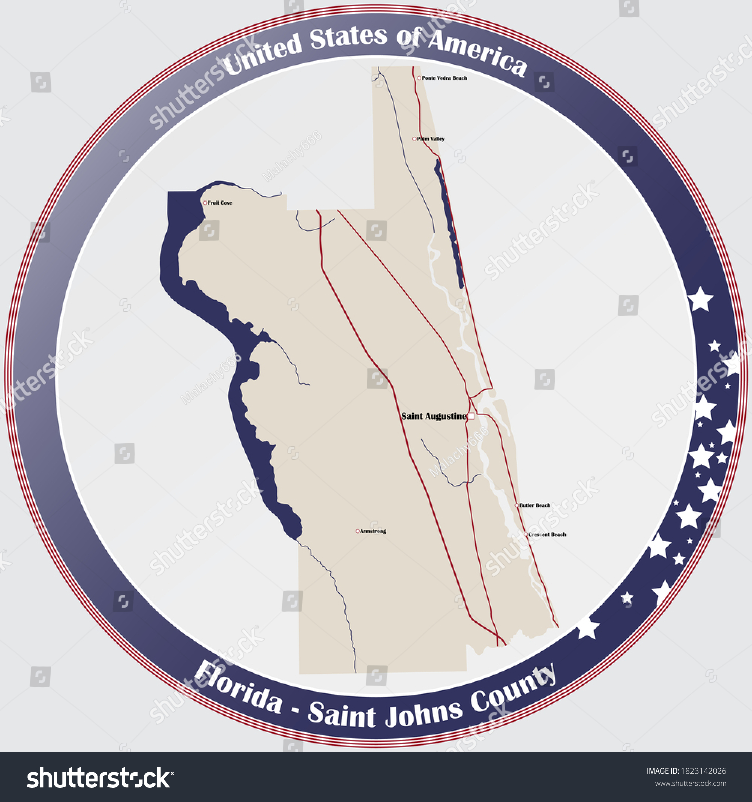 Large Detailed Map Saint Johns County Stock Vector (Royalty Free ...