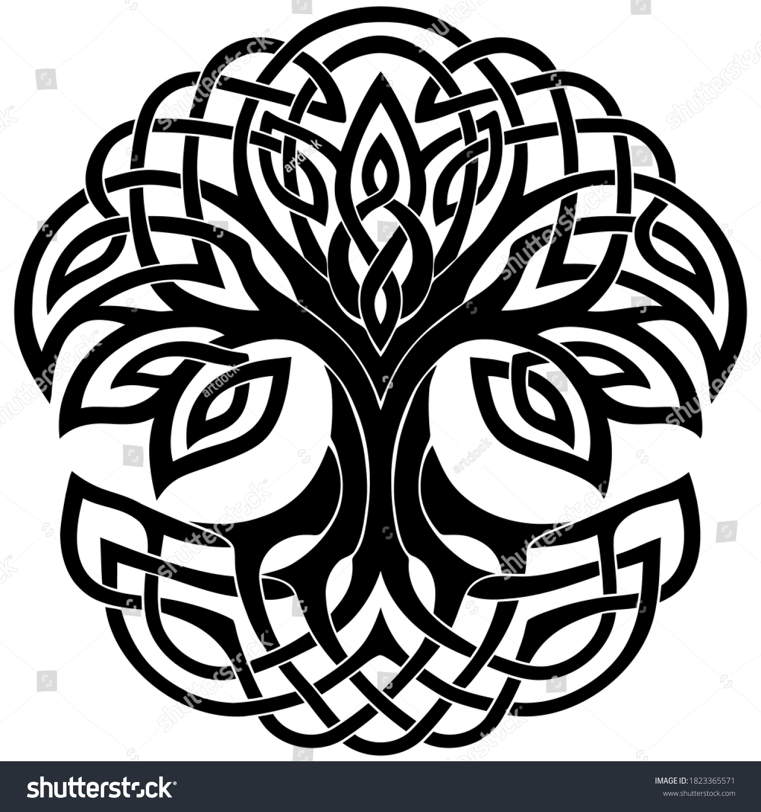 Vector Illustration Decorative Celtic Tree Life เวกเตอร์สต็อก ปลอดค่าลิขสิทธิ์ 1823365571 3593