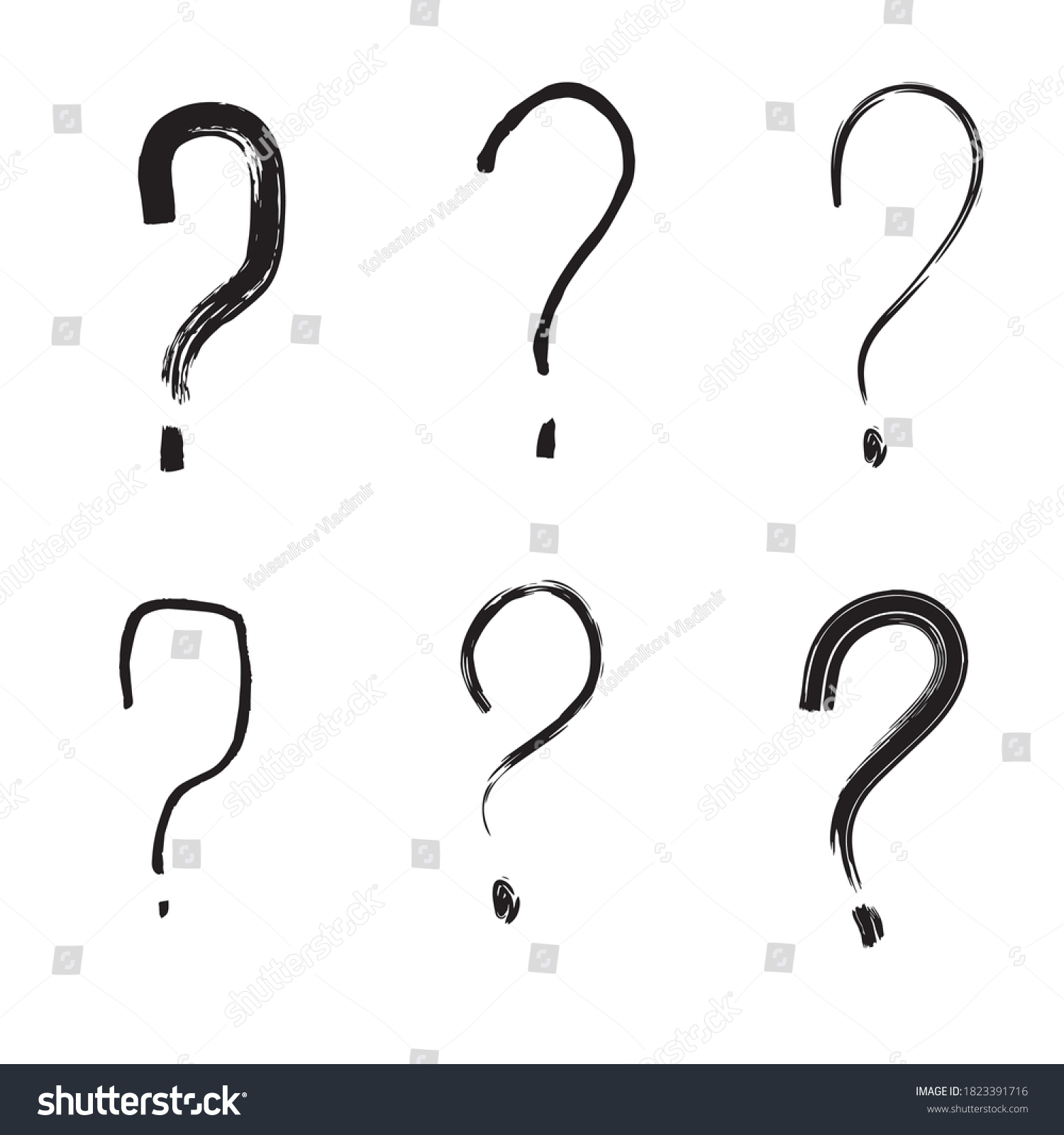 Set Hand Drawn Question Marks Vector Stock Vector (Royalty Free ...