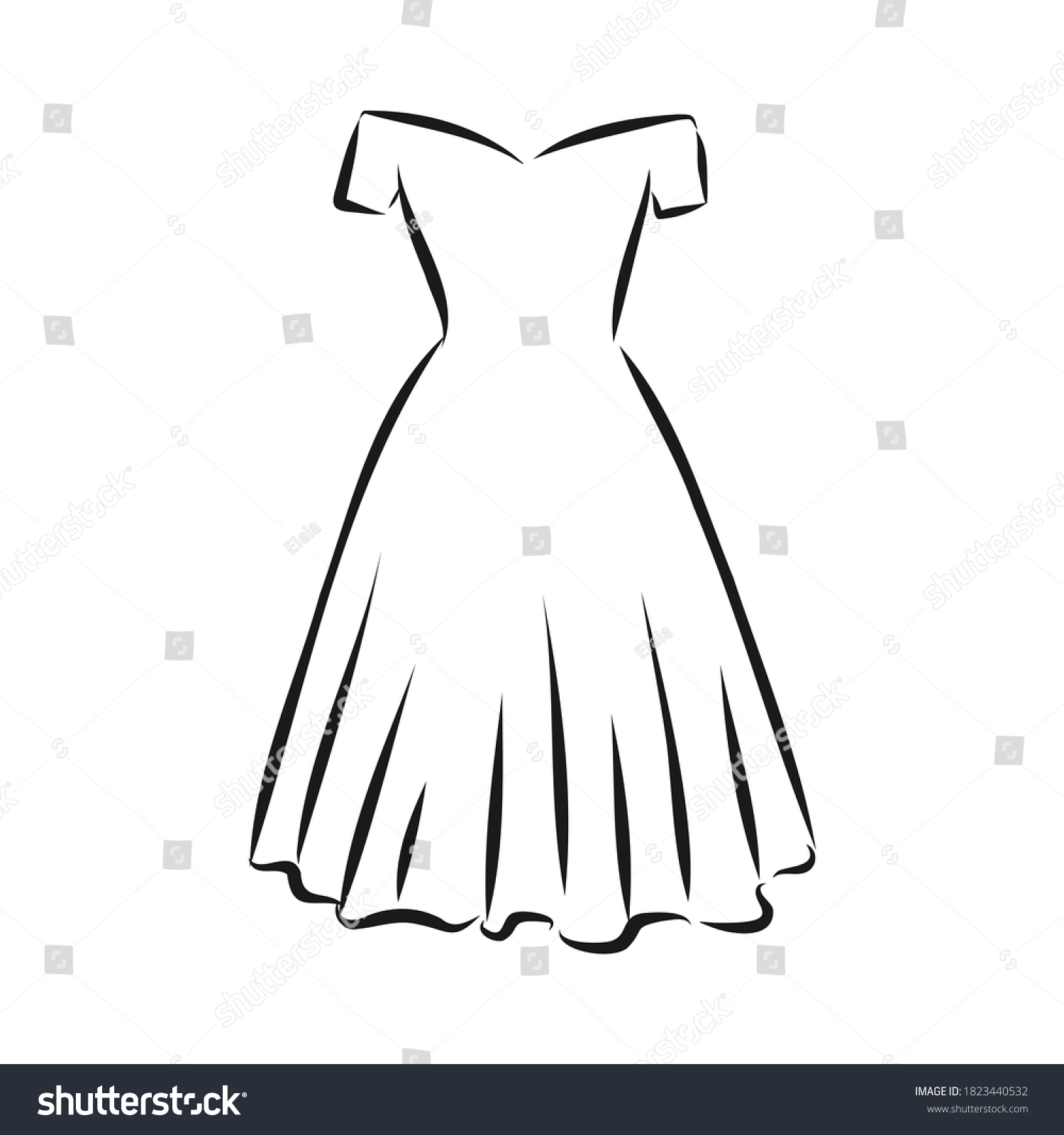 Womens Dresses Hand Drawn Vector Illustration Stock Vector (Royalty ...